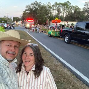 Daybook Cottage Owners John and Kristy Enjoying the Christmas Parade